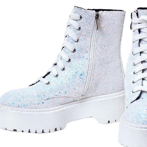 Shoes White Glitter Combat Boot Poshmark